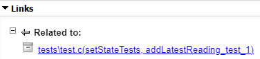 The Links section of the right pane in the Requirements Editor, with one Related to link