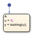 Stateflow chart that uses the blanks operator in a state.