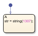 Stateflow chart that uses the string operator in a state.