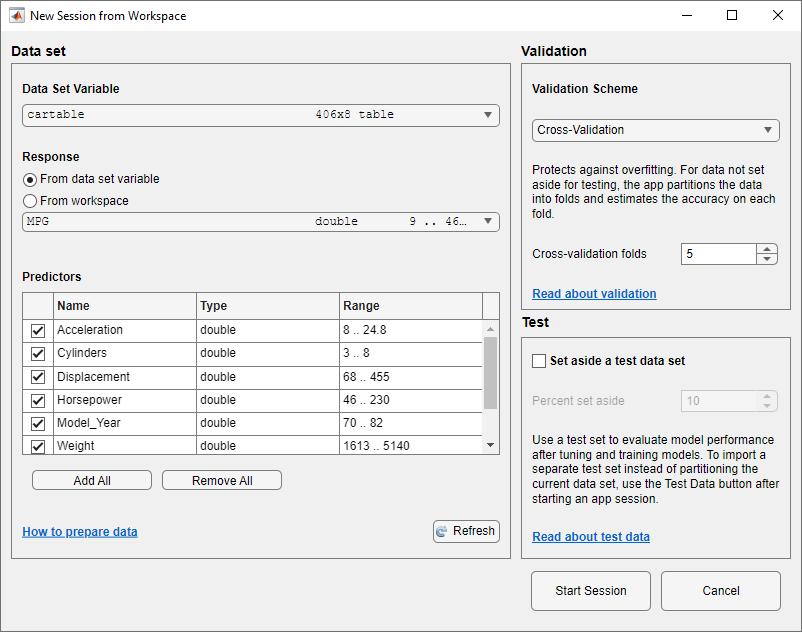 Train Regression Neural Networks Using Regression Learner App