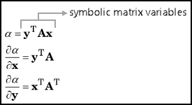 Symbolic matrix variables that represent differentials with respect to vectors