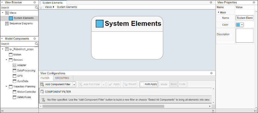 A new view named System Elements.
