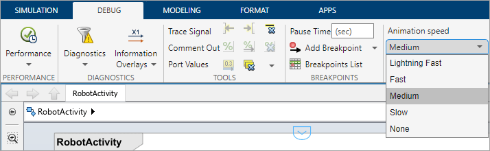 Animation control buttons. You can select the speed of the animation as Lightning Fast, Fast, Medium, Slow, None.