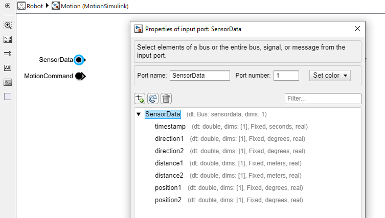 Sensor data bus element properties.