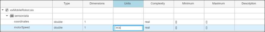 Units being edited for the property under the motor speed interface element.