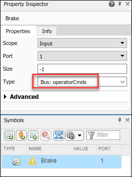 The interface named operator commands is shown as a bus.