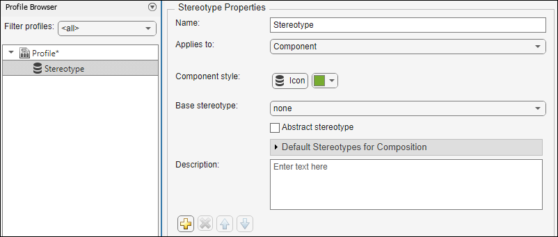 Selecting a custom icon and color for a stereotype on the Profile Editor.