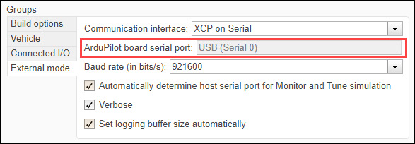 Default serial port