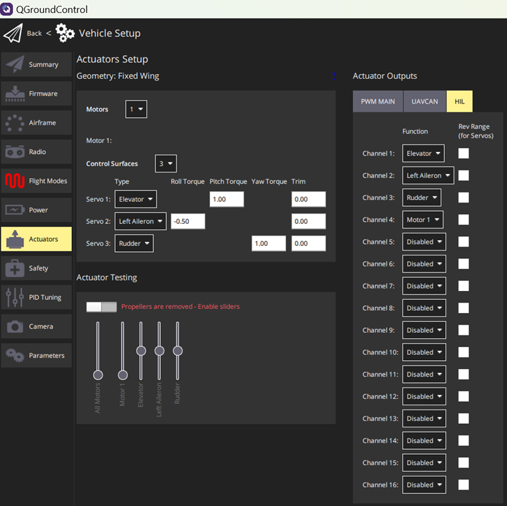 Actuator setup