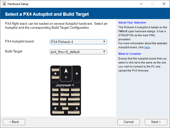 Hardware setup screen