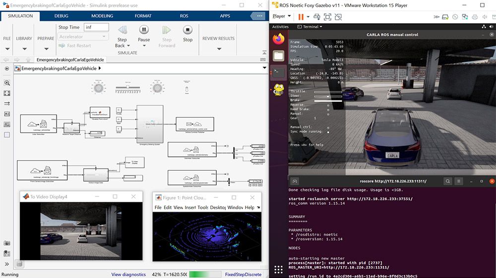 Control de un ego-vehículo en el simulador CARLA con Simulink y ROS Bridge de CARLA