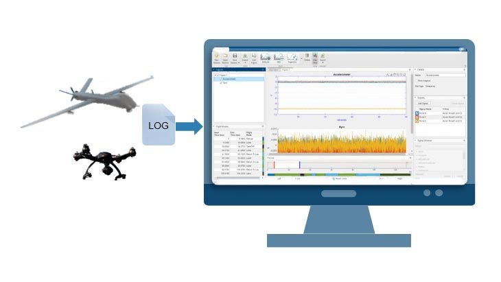 App Flight Log Analyzer importando y analizando datos de registro de UAV interactivamente.