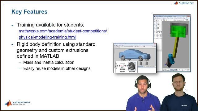 Ed Marquez and Christoph Hahn from MathWorks show you a Simscape Multibody model that represents vehicle dynamics with 3D visualization.